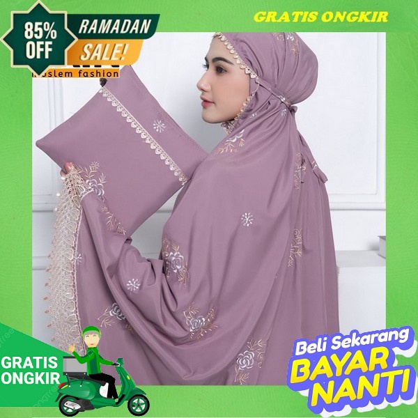 Mukena Rayon Dewasa Motif Bunga Melati Renda Kecil Murah/ Mukena Rayon Premium Zain - Mukena Dewasa 