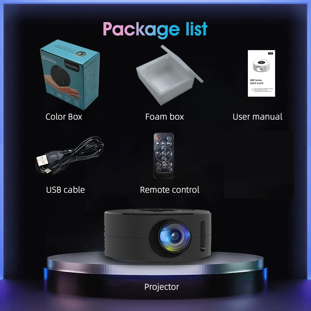 YT200 Proyektor Super Mini Portable Projector 15 ANSI 1080P Support