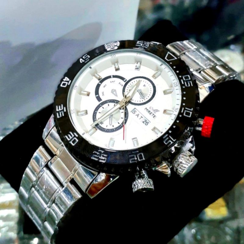 Jam Tangan Pria Mirete Original Baru Biru Rosgold Anti Air Diamter 4,6mm Import Rantai Stainlees Steel Cod