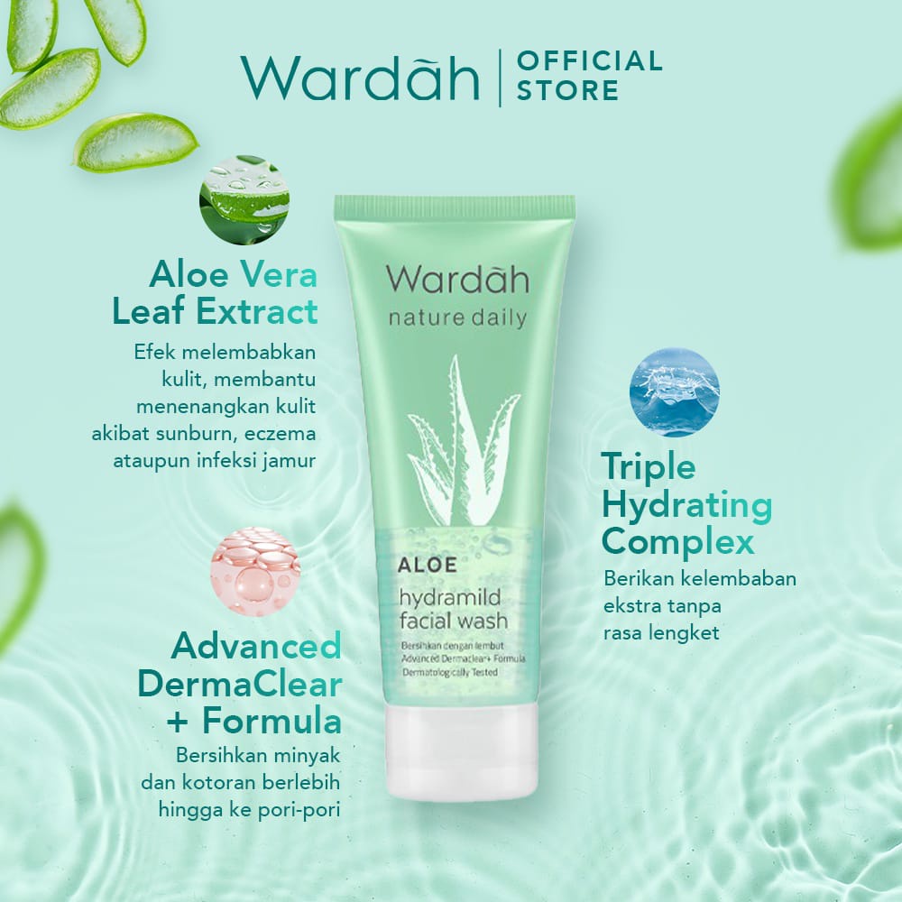 Wardah Nature Daily Aloe vera Series | Wardah Hydramild Gel &amp; Face Wash | Moisturizing Cream Aloevera