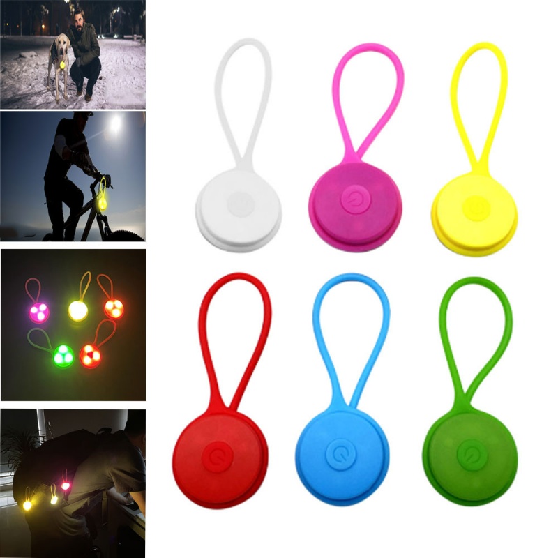 3mode Silikon Lampu Sepeda LED Kedip/Tahan Air Visibilitas Tinggi Hiking Lamp Kancing Bertenaga Baterai Liontin Tas Sekolah