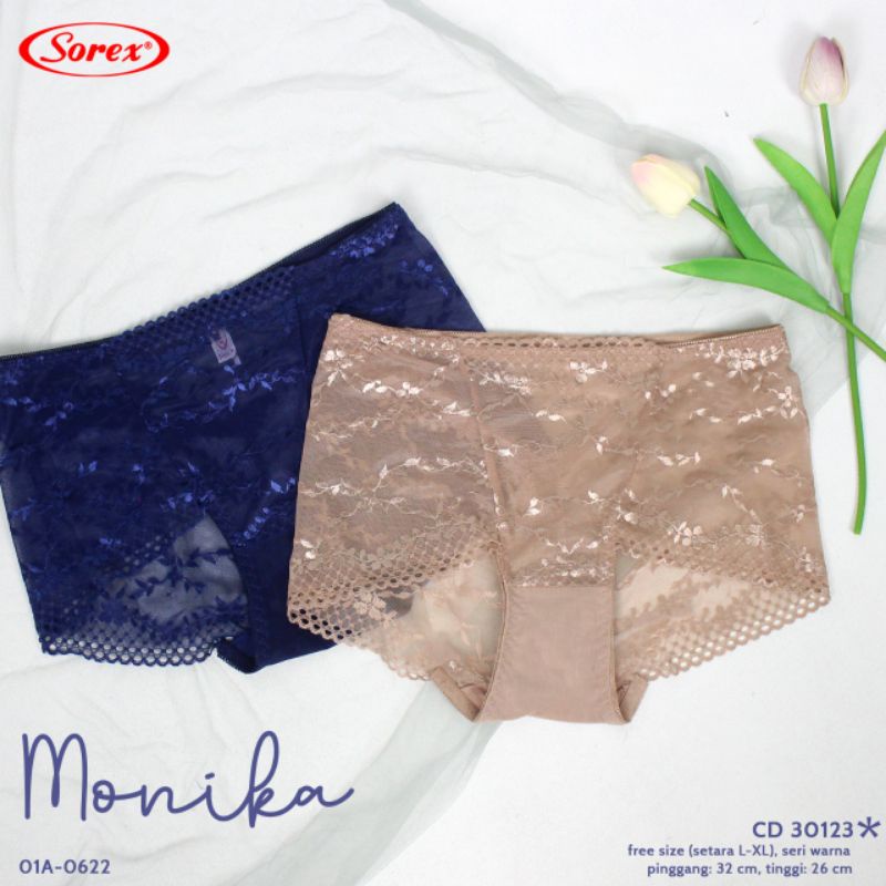 Sorex Cd 30123 celana dalam Wanita Bruklat Bunga Cantik Semi Transparan Freesize (Setara L-EL) Monika