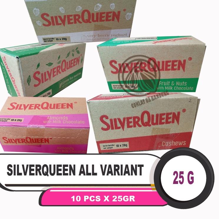 

۝ SilverQueen Kecil 25gr 1 Box Isi 10 pcs X 25 gram Cokelat - Coklat SIlver Queen 25 gr Chunky Bar 30 gr X 10 Batang Milk Chocolate Cashew Almond Fruit Matcha Yogurt 25 gram Chungky Bar 30 g ♠