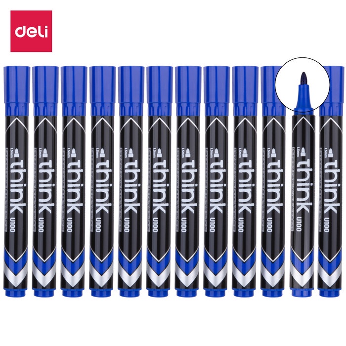 

Terlaris ✨ -Deli EU10030 (BOX) Permanent Marker/Spidol Permanen-Blue 12 Pcs- 2.1.23