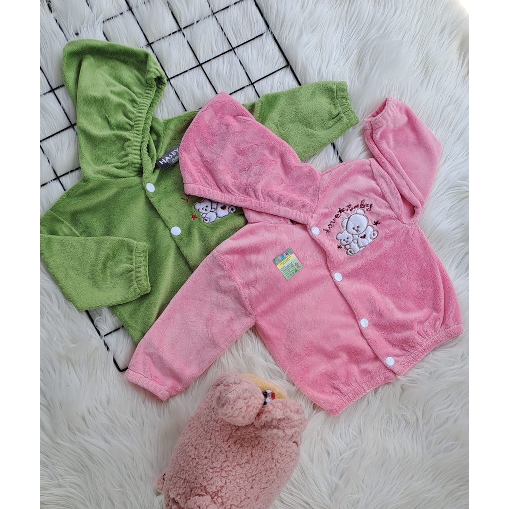 jaket anak bludru hangat, lembut, lucu dan murah3-18 bulan