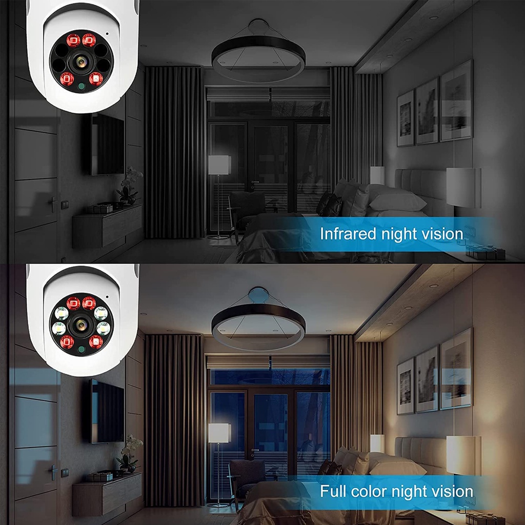 【COD】IP Kamera CCTV Wireless Bulb Socket 5G WiFi Security Protection HD 1080P Spy Camera 360 PTZ