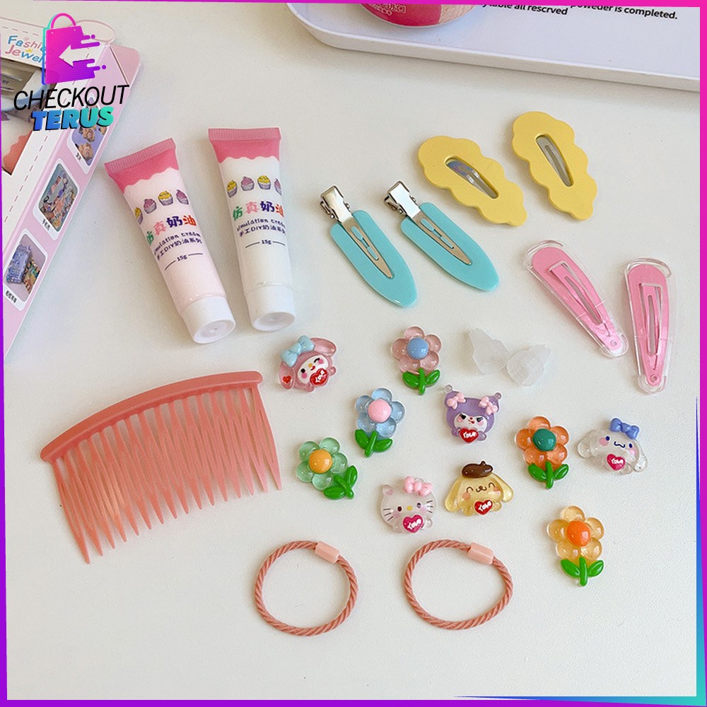 CT C776 Jepit Rambut DIY Set With Clay Decorating Menghias Karet Aksesoris Rambut Anak Hair Pin Korean Style Import