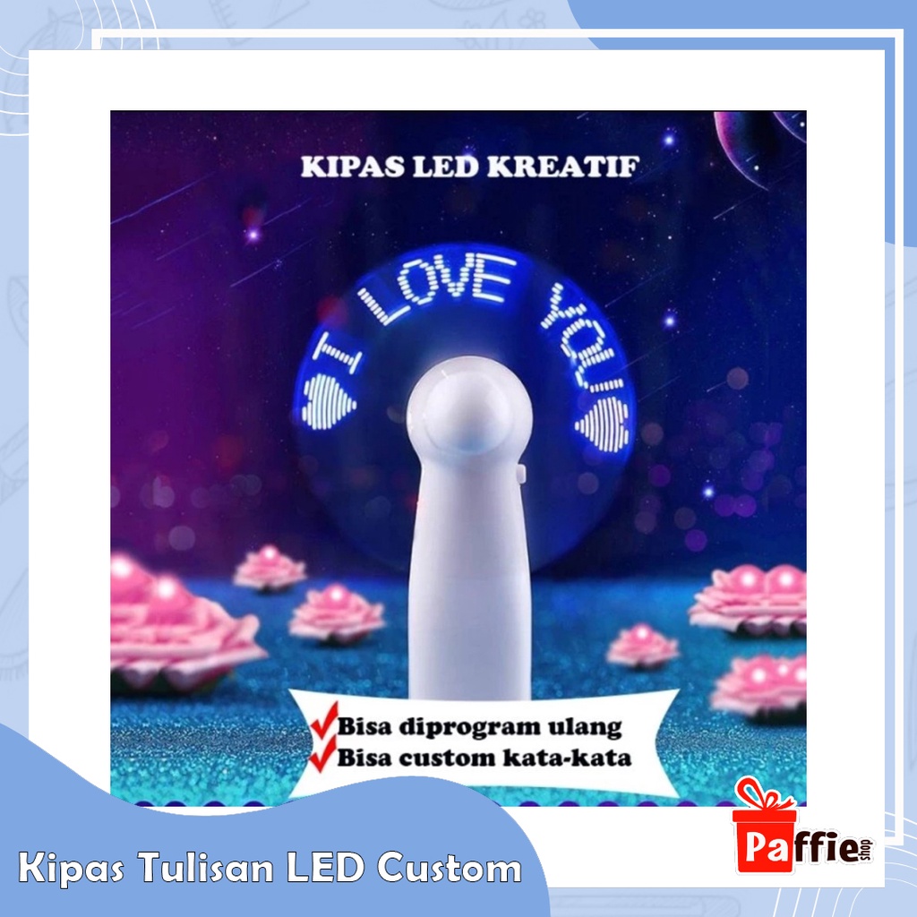 Kipas Tulisan LED Custom Fan Magic Souvenir Unik Wedding Konser Pesta