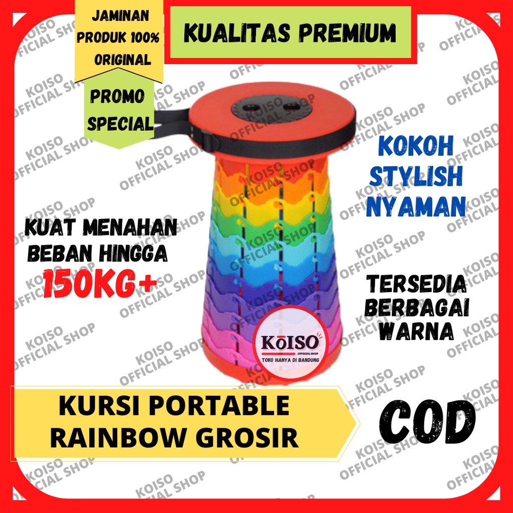 KOISO KURSI LIPAT PORTABLE 150kg UNIK WARNA WARNI KURSI SANTAI KURSI TELESKOPIK KURSI PORTABLE LIPAT