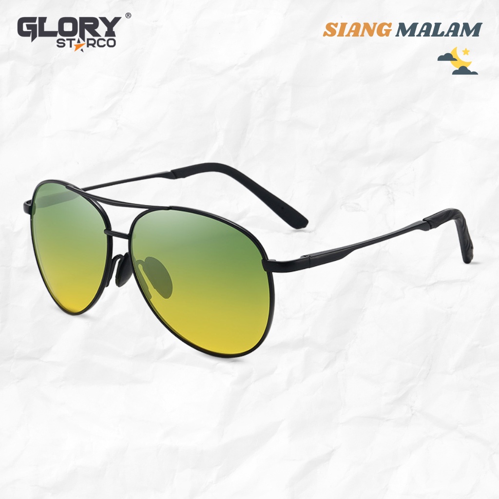Kacamata Siang Malam Anti Silau Polarized Pria Wanita Gaya Keren Aviator