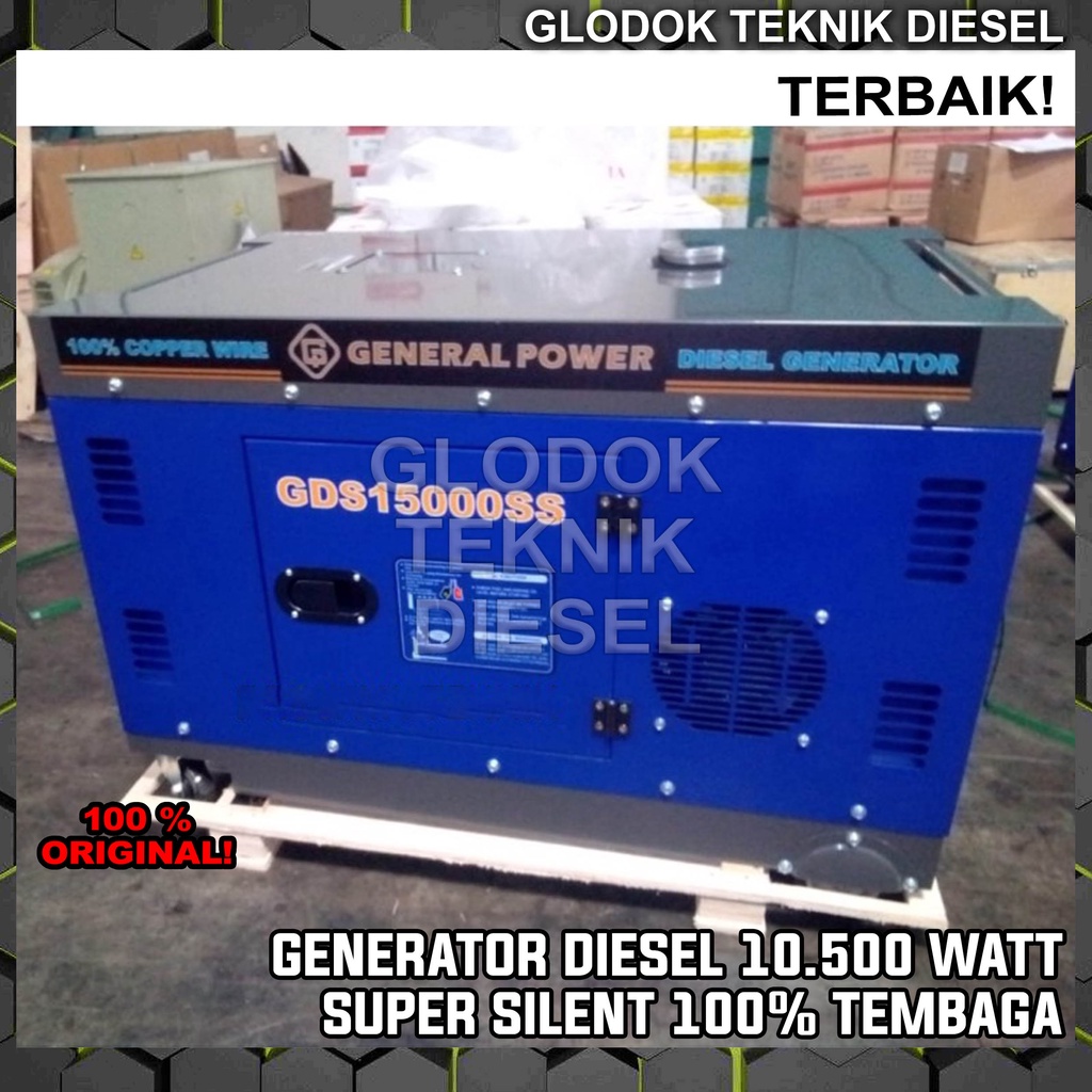 Generator Diesel Super Silent 10500 10000 W Watt Genset Solar Listrik GENERAL GDS 15000 SS