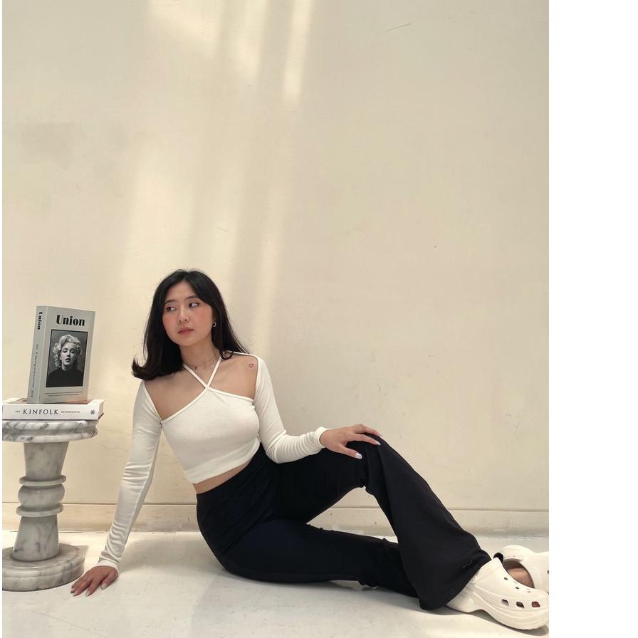 New Stock Luvlyclothing.id | Jolie Top | Ribbed Knit Top Long Sleeve Silang Off Shoulder Polos Halte