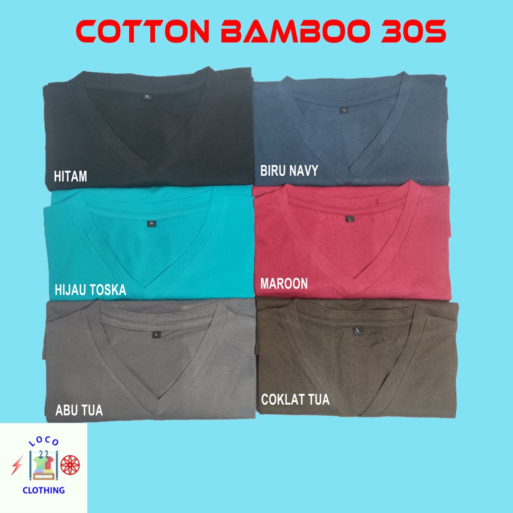 LOCO - KAOS V-NECK COTTON BAMBOO | KATUN BAMBU 30S