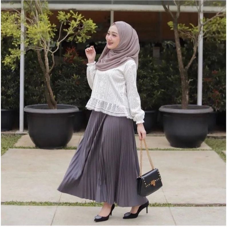 Rok Plisket Premium Higt Quality - Rok Panjang Wanita Rempel - Rok Payung Wanita Bahan Fiber Premium