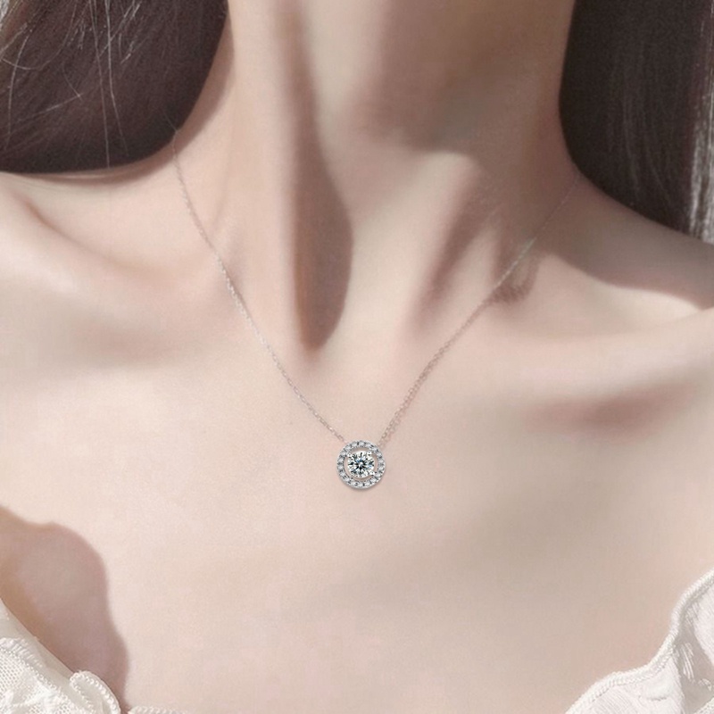 Kalung Liontin Kristal Mengkilap Untuk Wanita Aesthetic Cubic Zirconia Necklace Collar Choker Chain Di Leher