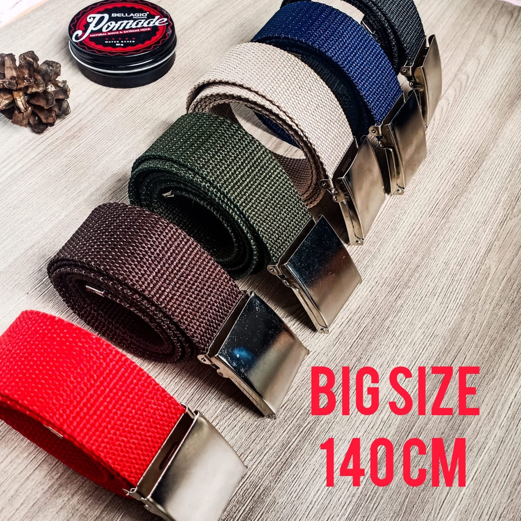 Gesper Ikat Pinggang Size JUMBO 140 CM Pria dan Wanita Poly Hitam Polos Tebal Model Jepit Termurah / Ikat Pinggang Pria Jumbo Kain / Sabuk Kain Big Size