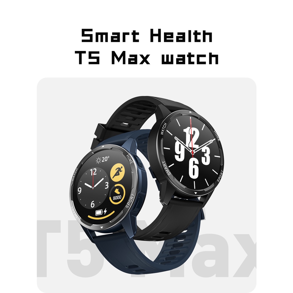 BIDEN Smart Watch Pria/Wanita T5Max Olahraga Putaran Multifungsi Dial Display Dial Tali Silikon Jam Tangan