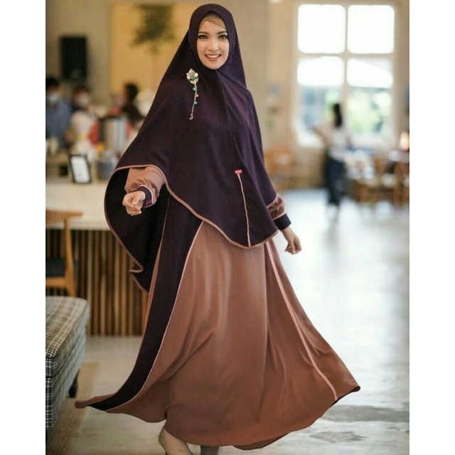 Set Gamis Azalea Chocoa Eggplant by Aulia Fashion