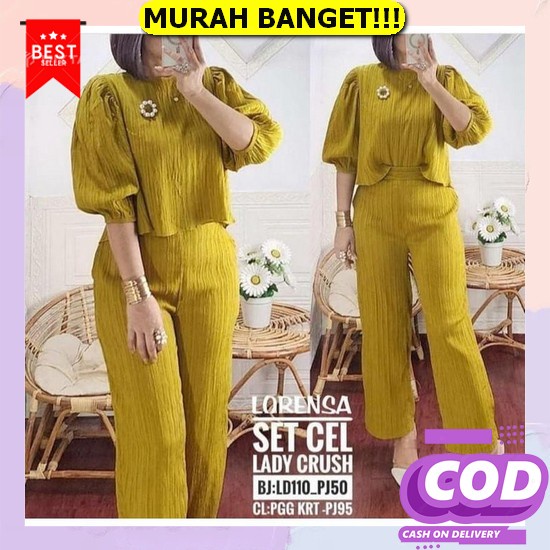 Eira One Set / Setelan Wanita Muslim Terbaru Bahan Crinkle Airflow / Pakaian Set Cewek Dewasa Kekini