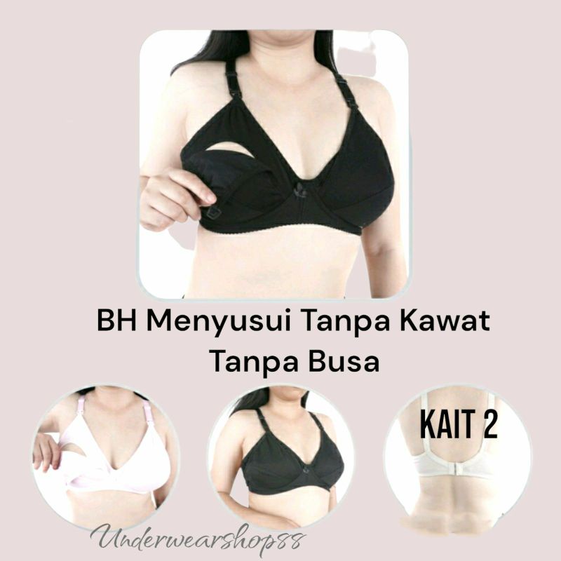 Bra/Bh Menyusui Tanpa Kawat Tanpa Busa/Bra Menyusui Kait 2 Bahan Katun/Bh Menyusui Ibu Hamil/Size 34-40