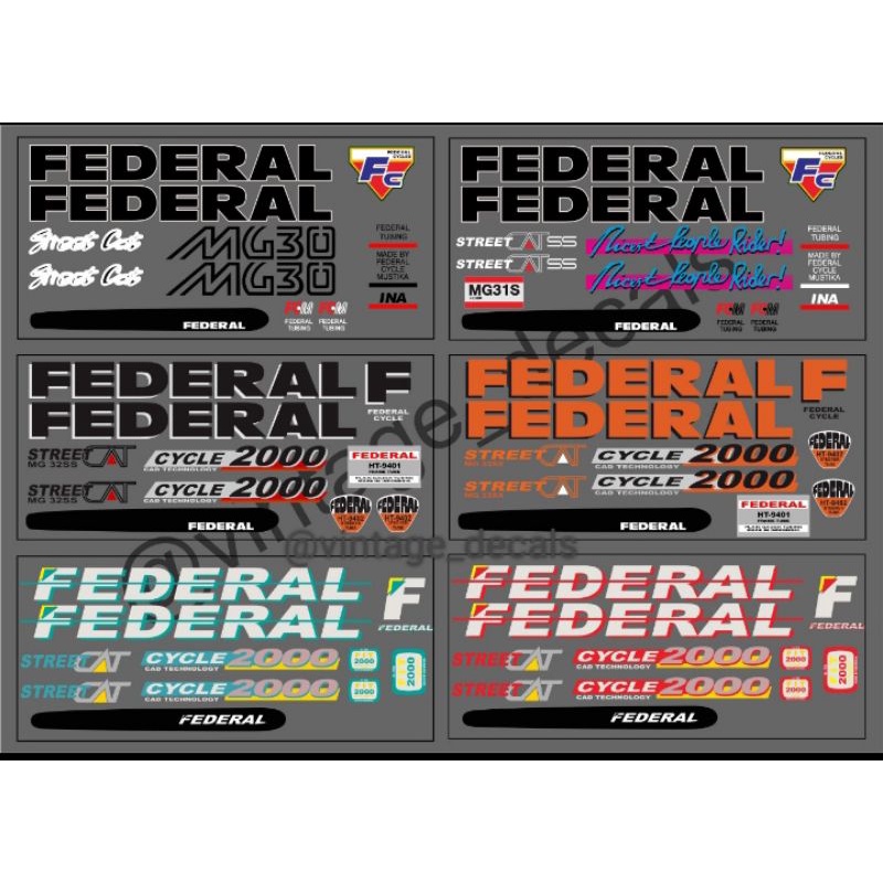 decals replacement federal STREET CAT streetcat ALL VARIAN MG30 MG31S Nice people MG32SS MG33SX