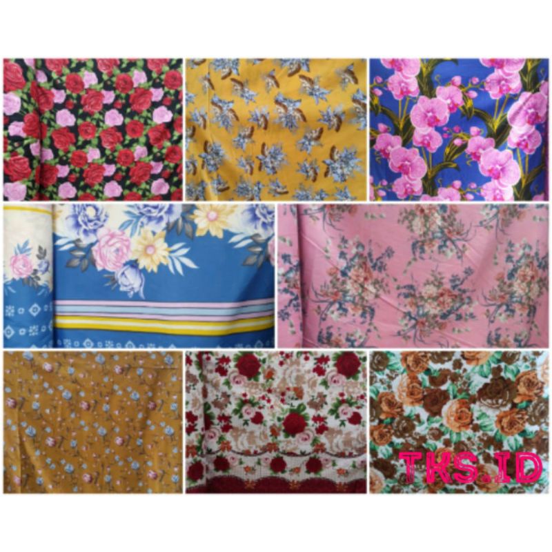 KAIN SPREI KAIN POLYMIKRO MOTIF BUNGA FLORA 0,5 METER