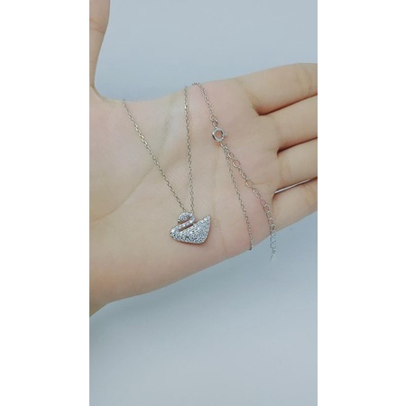 kalung rantai nori+liontin tusuk swan mp/perak asli silver 925 lapis emas/perhiasan fashion wanita terbaru