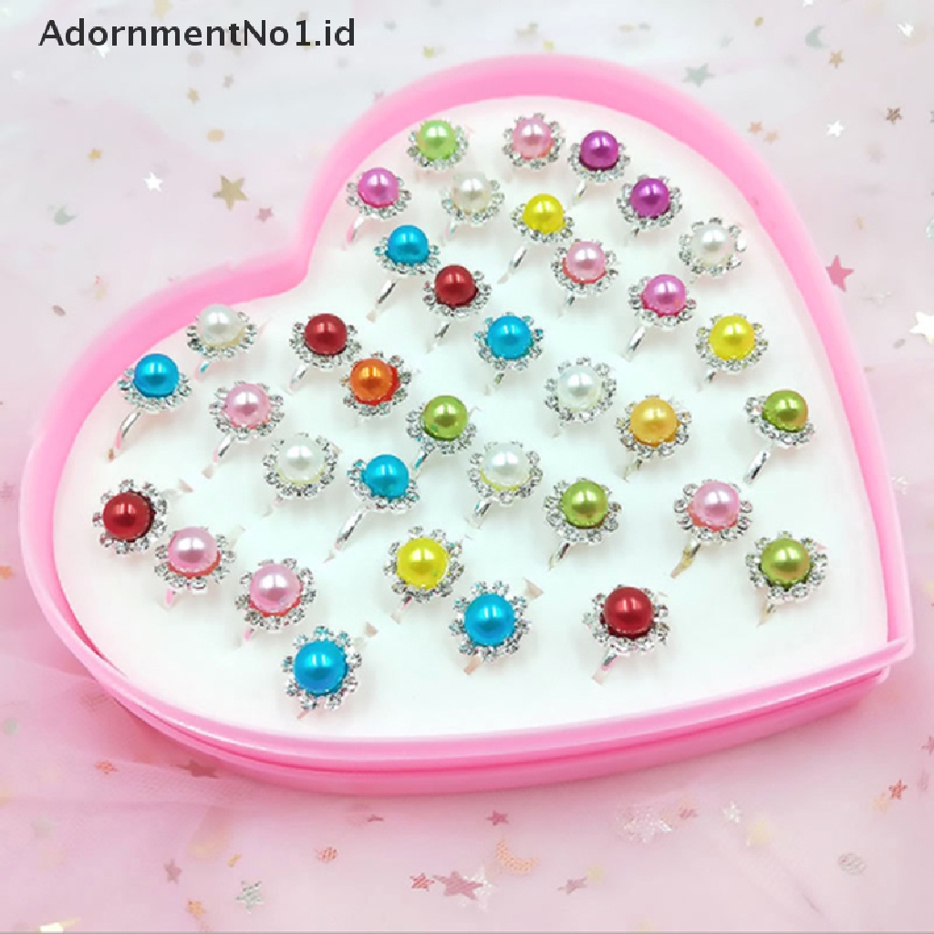 [AdornmentNo1] 10pcs Cincin Perhiasan Anak Kids Little Girl Adjustable in Box, Bentuk Random [ID]