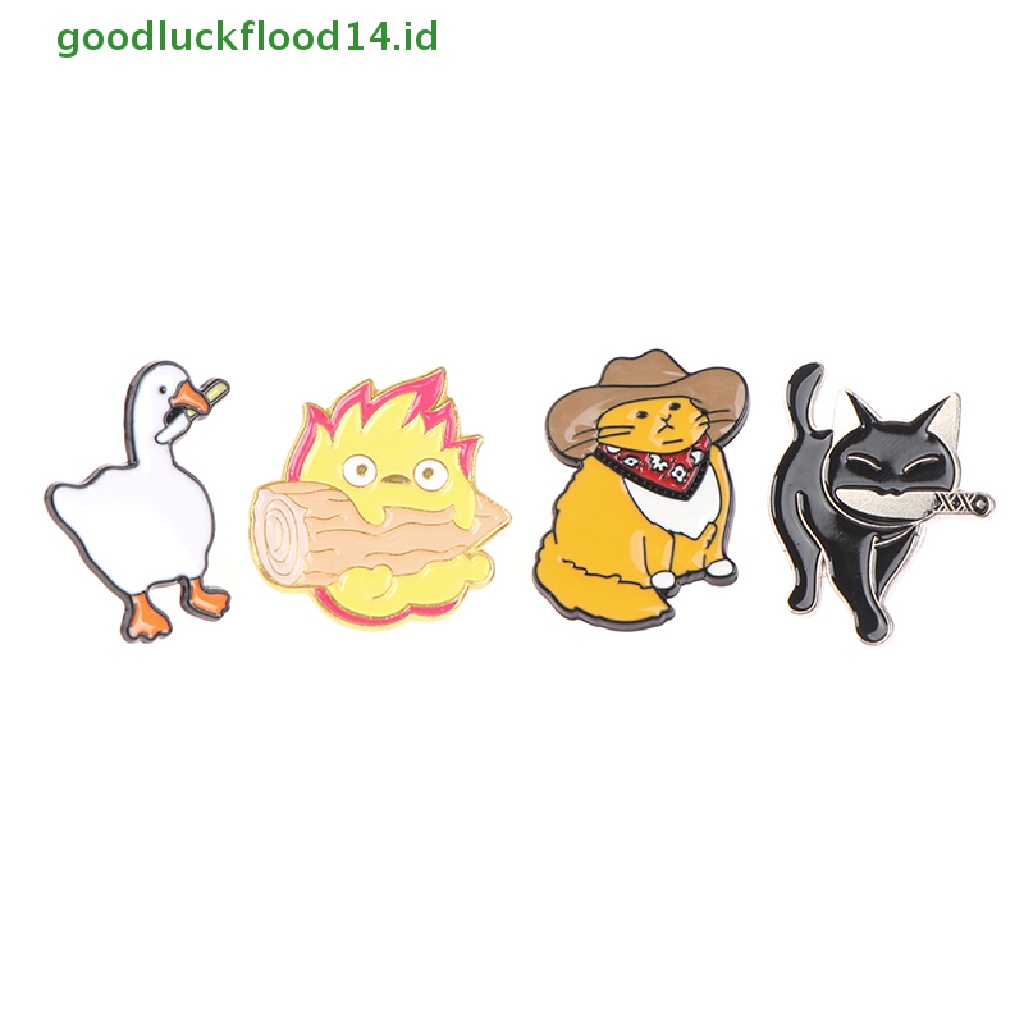 [GOOGFOUR] 4pcs Set Pin Enamel Lucu Untuk Jaket Ransel Kemeja Lapel Badges Pins [TOP]