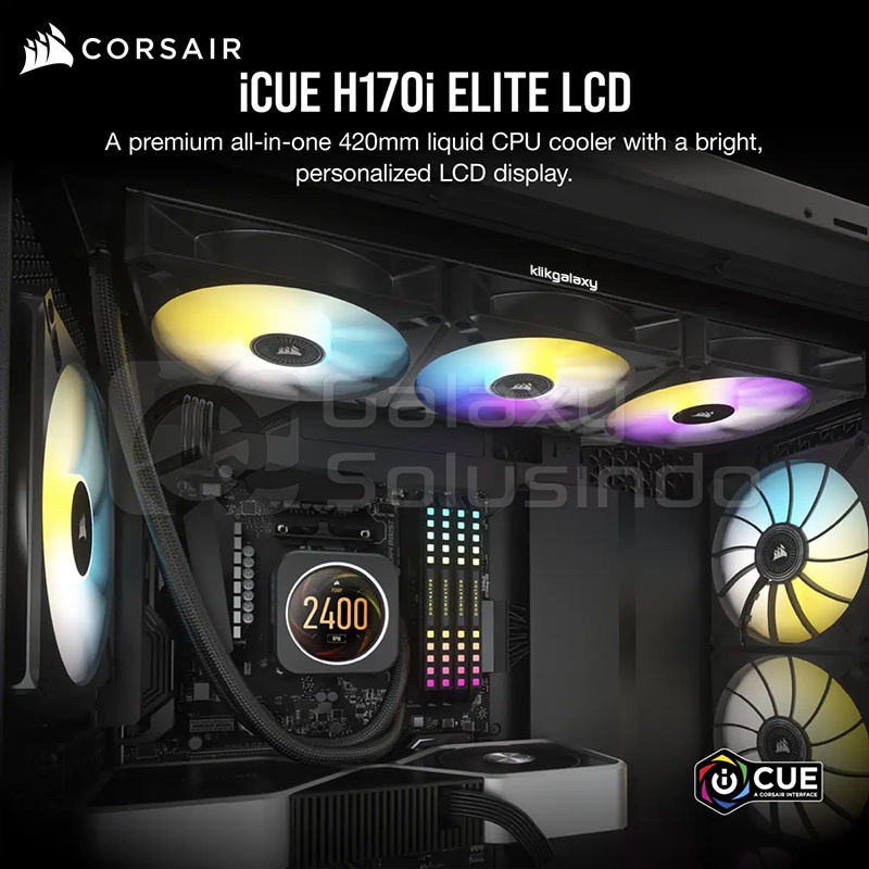 Corsair Hydro Series iCUE H170i ELITE LCD Display Liquid CPU Cooler