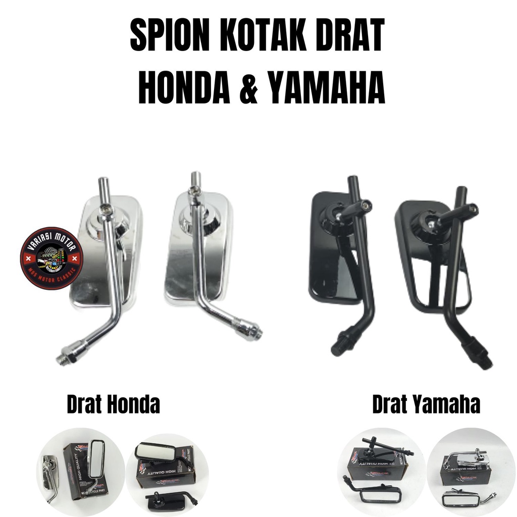 SPION KOTAK HONDA YAMAHA HITAM CLASSIC DAY CHROME