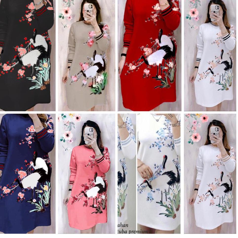 12.12 ✨Promo✨ Tunik Flower bahan scuba import,tebal lentur.printing motif serbuuu 