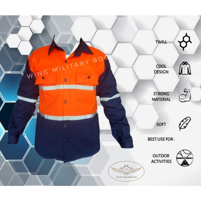 kemeja safety scotlight two tone termurah free bordir k3 dan bendera
