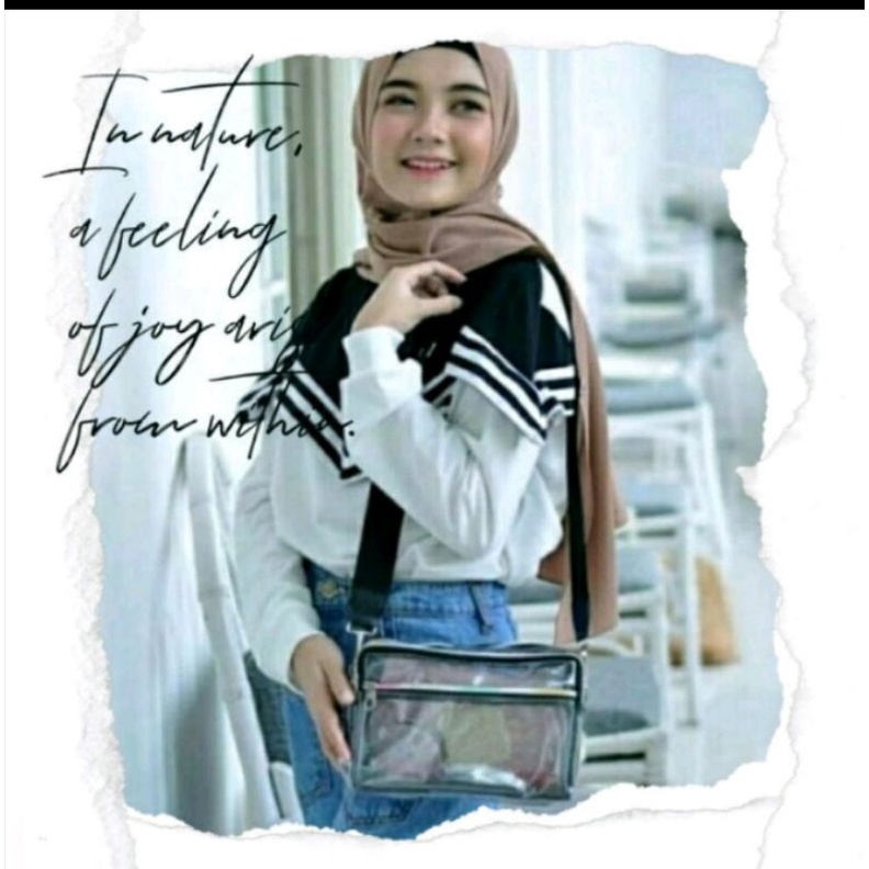 sling bag transparan ARRA tas selempang bening tas kerja tas pabrik tas kantor