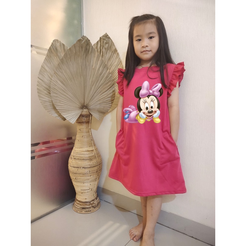 Hzl_outfit DRESS Hazel ANAK PEREMPUAN KERUT LENGAN MINIE BABY/ DRESS ANAK CEWEK LUCU