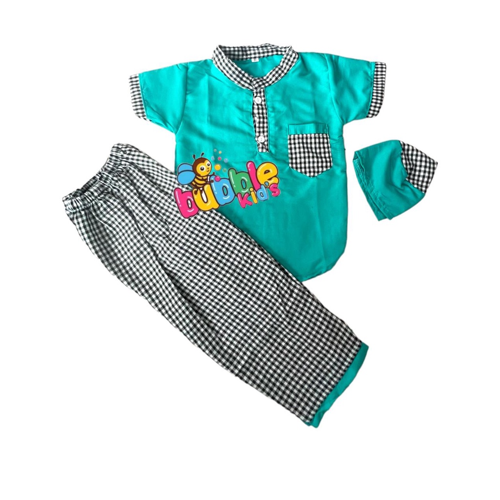 baju anak laki-laki | Koko anak bayi | Koko Turki kotak | setelan Koko + peci bayi dan anak tosca