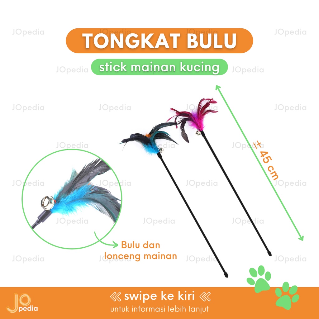 TONGKAT BULU Lonceng Mainan Kucing Tongkat Kerincing Stick Pancing Cat Toy