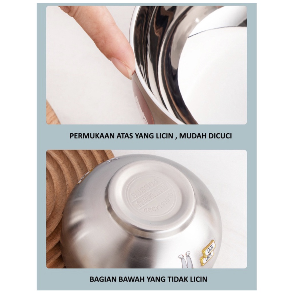 [BISA COD] PROMO Mangkok Stainless Karakter Lucu Tahan Panas Anti Karat Murah Mangkok Makan Wadah Saji Mangkuk Karakter Baskom Mangkok Korea Mangkok Anak Mangkok Keluarga Berkualitas