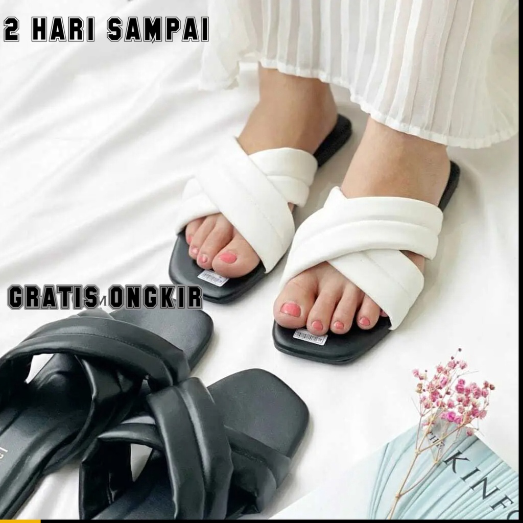 Sandal Puffy Wanita Wedges Empuk