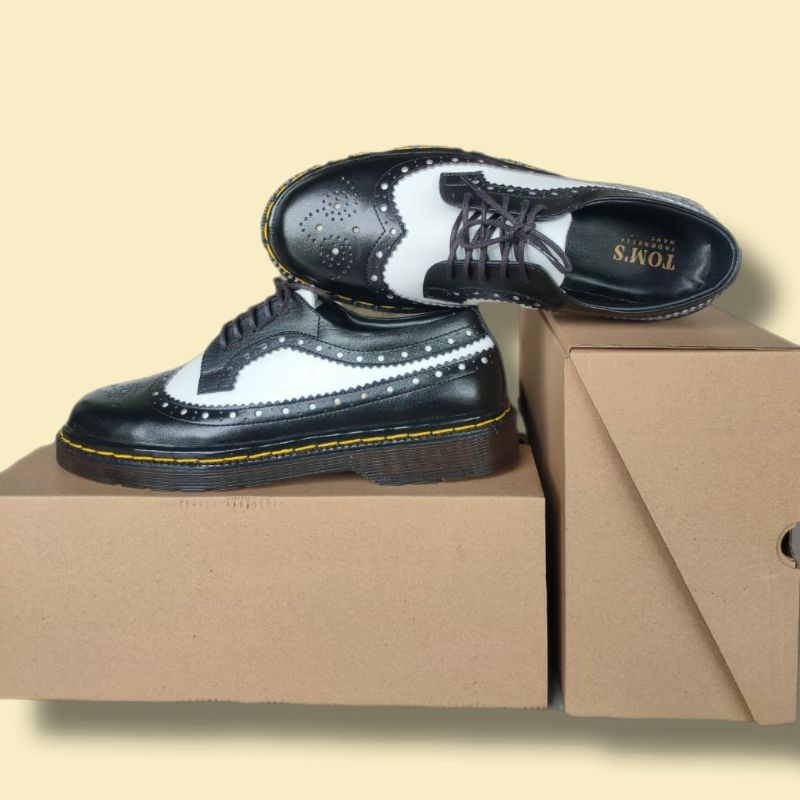 Sepatu Cowok Sepatu Pria Sepatu Kulit Pria Sepatu Kulit Cowok (BLACK & WHITE)