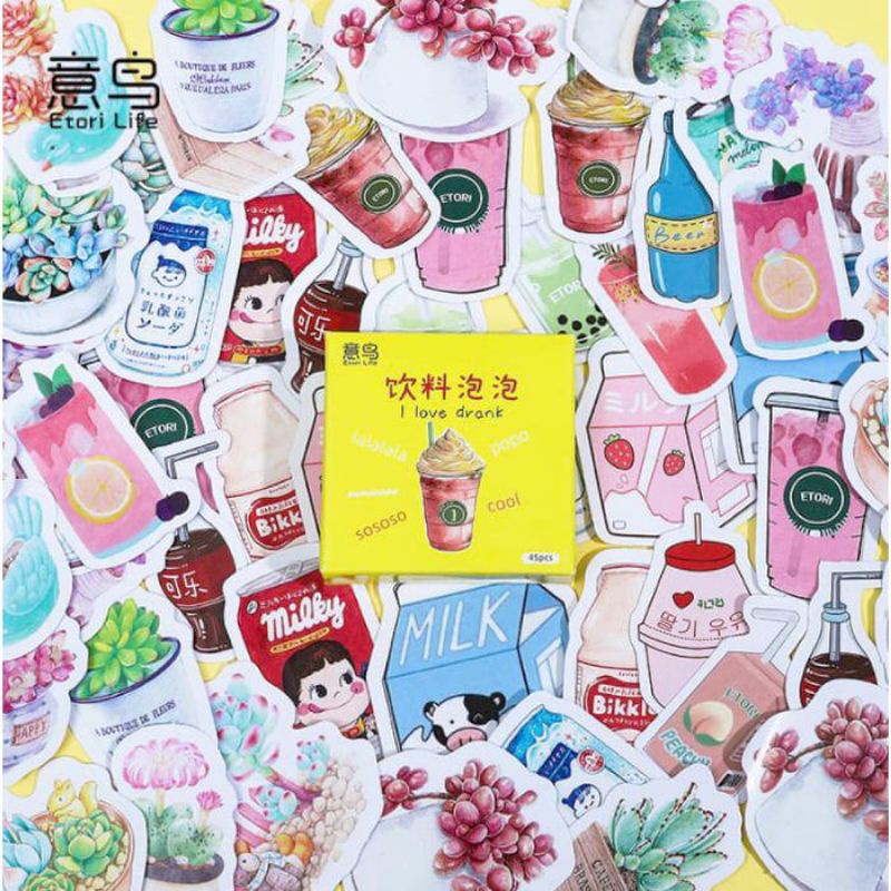 

46 PCS DRINKS DECORATION STICKERS FOR JOURNAL/DIARY/DIY CRAFT/STATIONARY