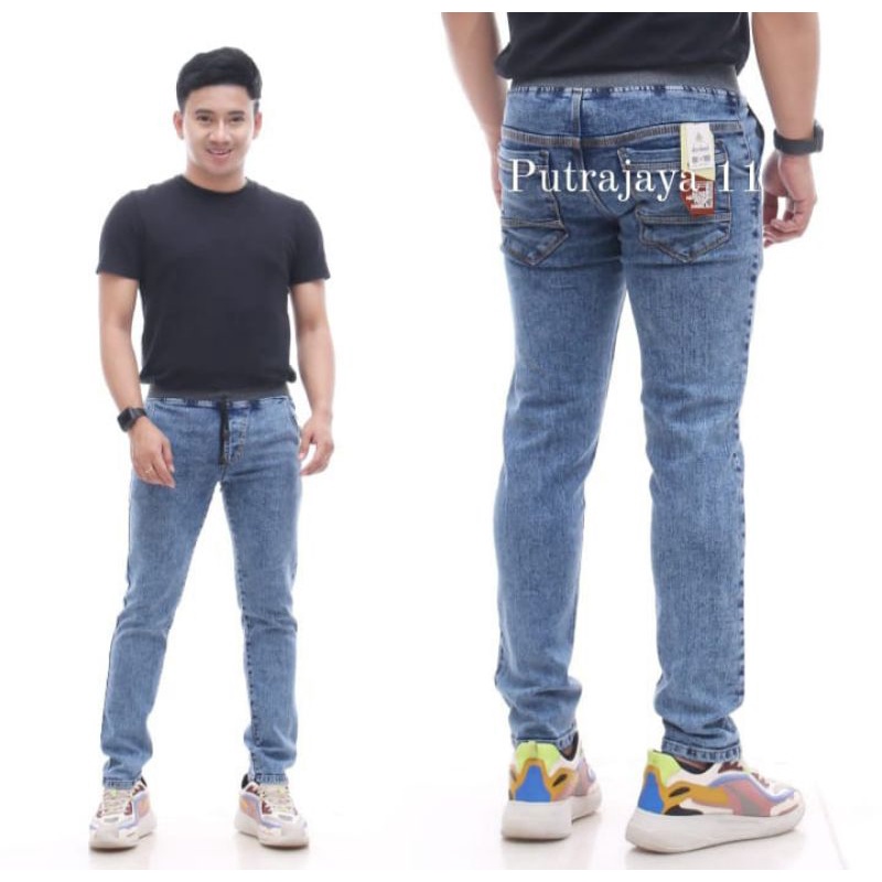 Celana jeans pria pinggang karet/Celana jeans pria/celana jeans pria pinggang karet