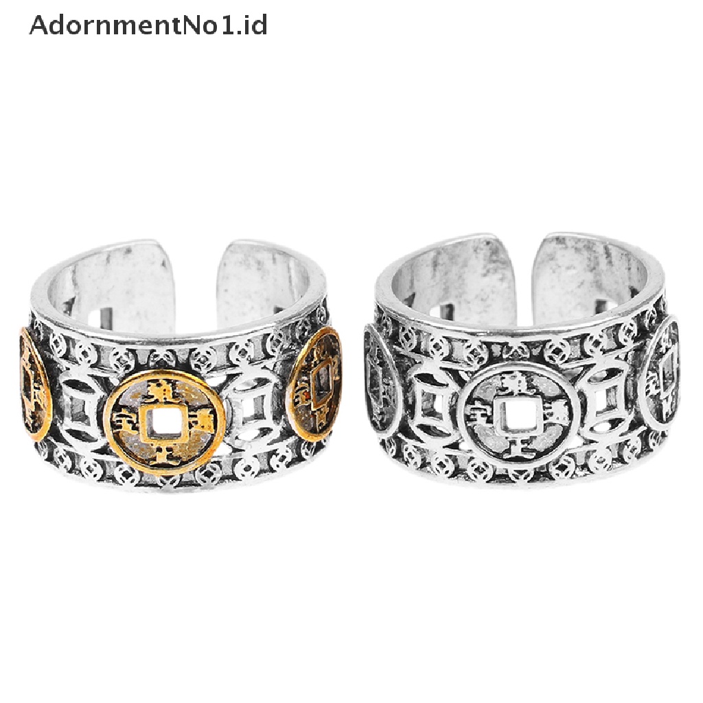 [AdornmentNo1] Gaya Etnik Vintage Lima Kaisar Uang Koin Cincin Untuk Pria Dan Wanita Yang Baik Beruntung Adjustable Jari Cincin Perhiasan Hadiah Cincin Terbuka [ID]