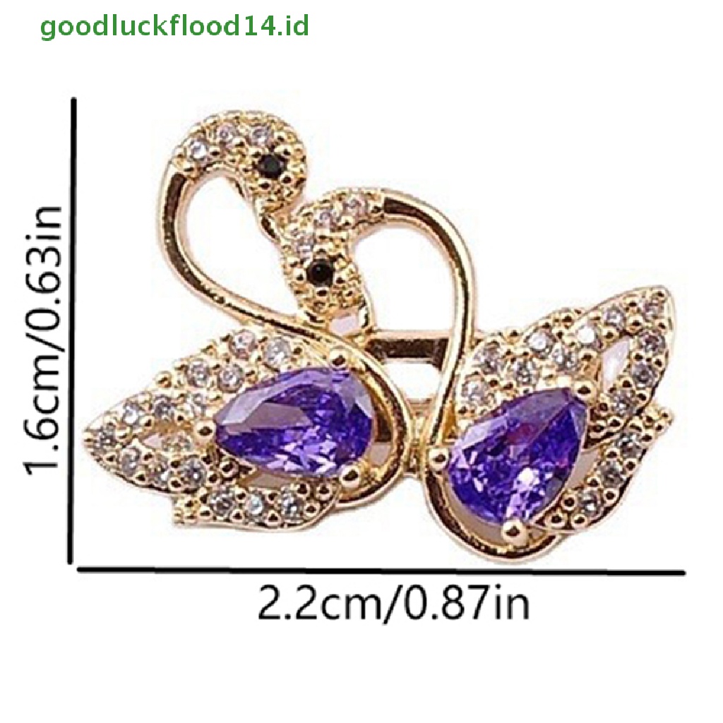 [GOOGFOUR] Indah Zirkon Hewan Pin Bersinar Kristal Swan Bros Fashion Syal Gesper Bros Pesta Kantor Bros Pernikahan Perhiasan Aksesoris [TOP]