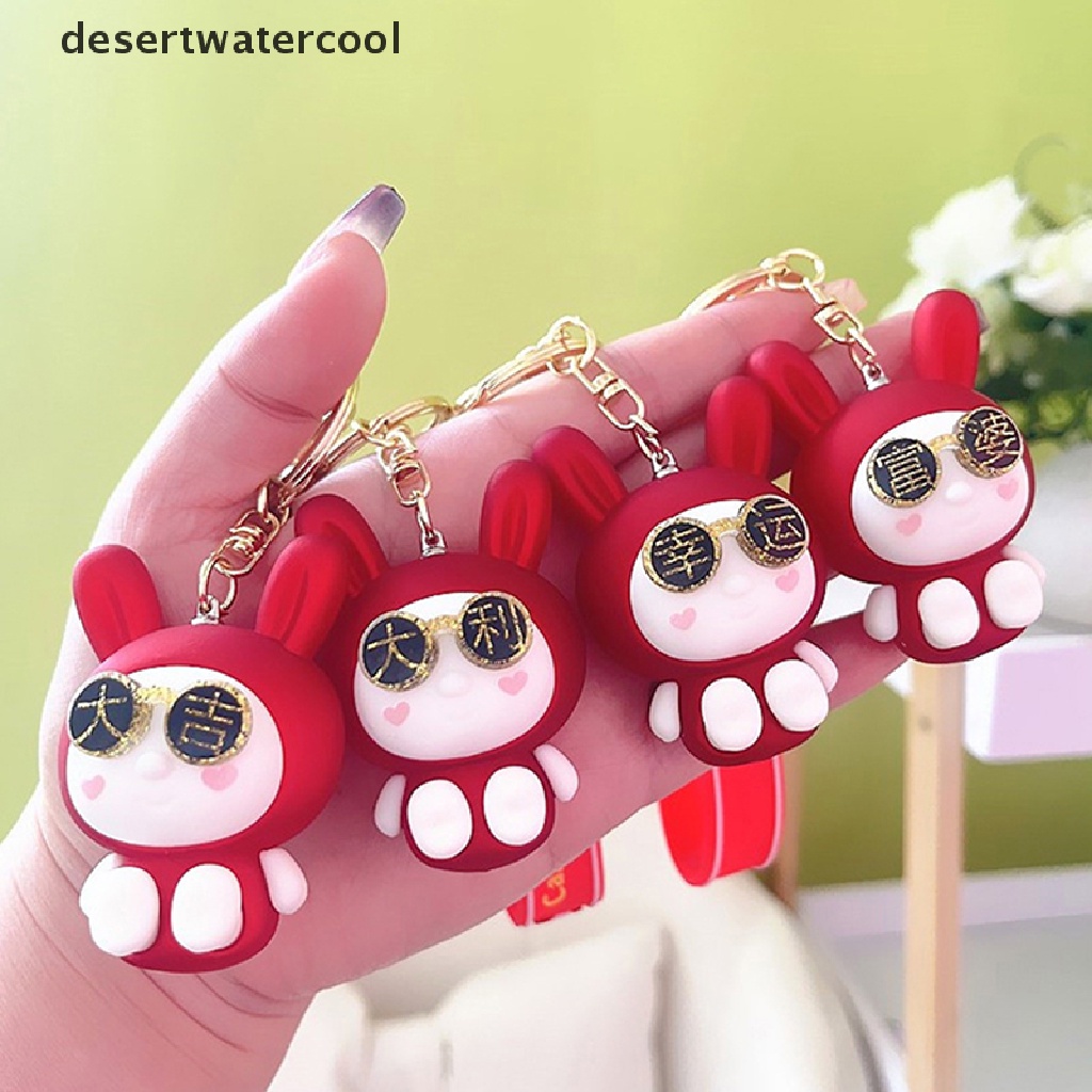 Deid Cute Bunny Keychain Kartun Hewan Kelinci Kreatif Tahun Baru Gantungan Kunci Tas Boneka Liontin Kunci Mobil Liontin Dekorasi Gantungan Kunci Hadiah Natal Martijn