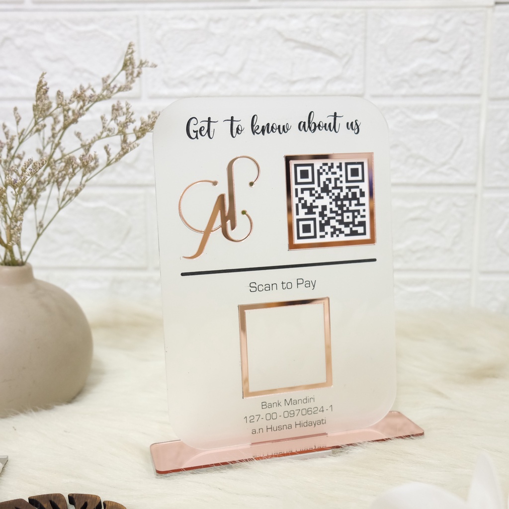 Papan Barcode Scan QR Custom Akrilik QRIS Aesthetic by Lasercreative