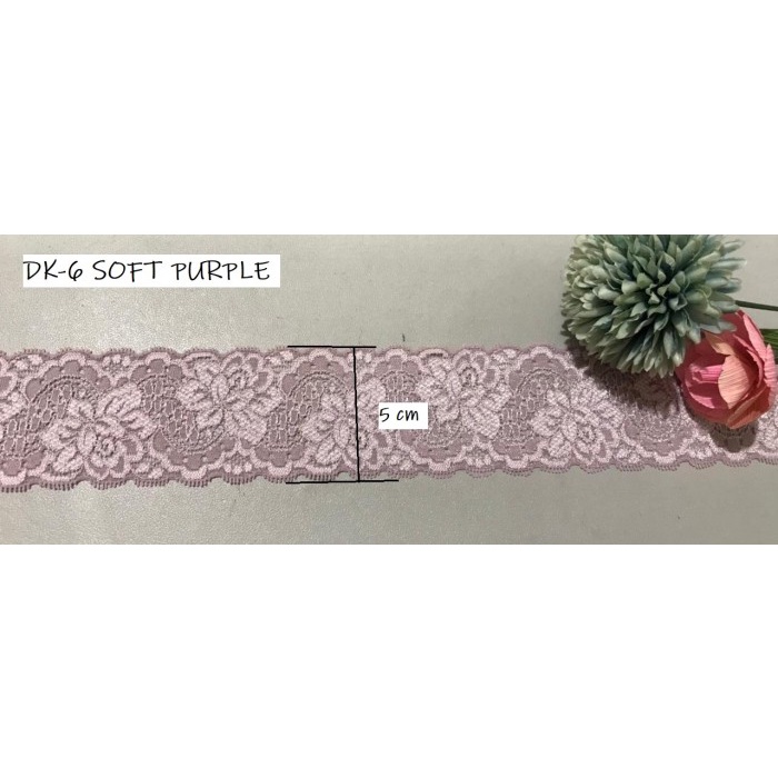 Renda Renda Dk-6 Ungu Muda, Pink, Coklat Muda Lebar: 5Cm