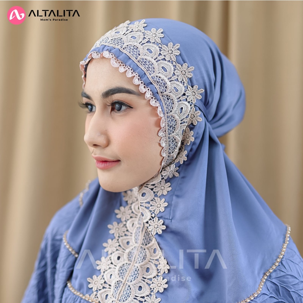 Altalita - Mukenah Taleetha Dewasa Jumbo Renda Mewah Sutra Velvet Polos Adem Tebal Premium