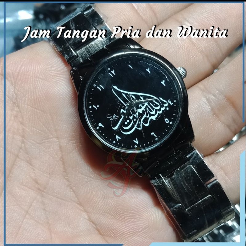 Jam Tangan Pria Wanita Darkah Arab Rantai Stainlesd Steel