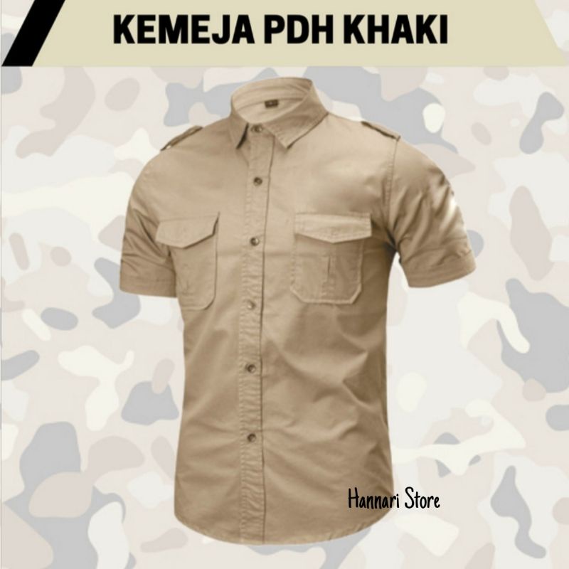 Baju Seragam PDH Polos / Kemeja PDH warna Khaki / Kemeja PDH / Seragam PDH